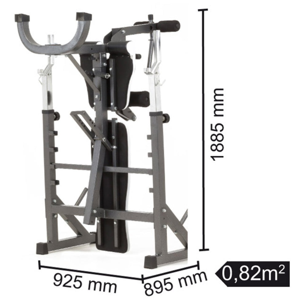 Panca Porta-Bilanciere WBX-90 Richiudibile con Leg Extension e Arm Curl Linea Toorx - TIMESPORT24