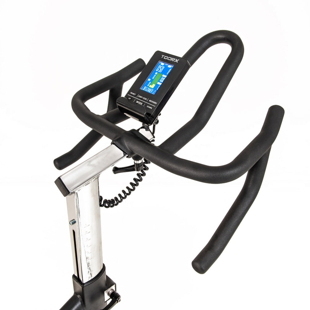 Gym Bike Elettromagnetica SRX-3500 HRC Volano Posteriore - Scatto Libero - Ricevitore Wireless e Fascia Cardio Inclusa -APP Ready- Linea Toorx Chrono PRO Line - TIMESPORT24
