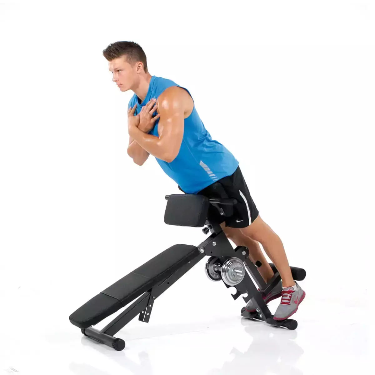 Panca Allenamento Addominali e Schiena AB and BACK Trainer Training Station Palestra Peso Max Utente 150 Kg. FINNLO by Hammer Richiudibile Salvaspazio cod. 3869 - TIMESPORT24