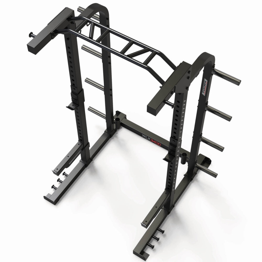 WLX-3400 Half Rack con 8 Barre in Acciaio per Elastici e Traliccio Multipresa Superiore Linea Toorx Professional - TIMESPORT24