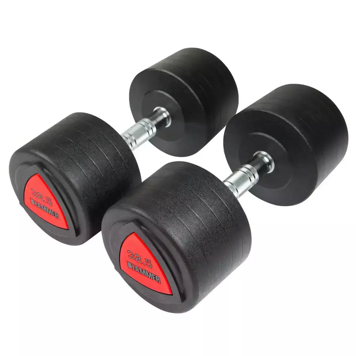 Polyurethane Dumbbell Weights Black Color - 2x 32.5 kg. Hammer line cod. 4753 