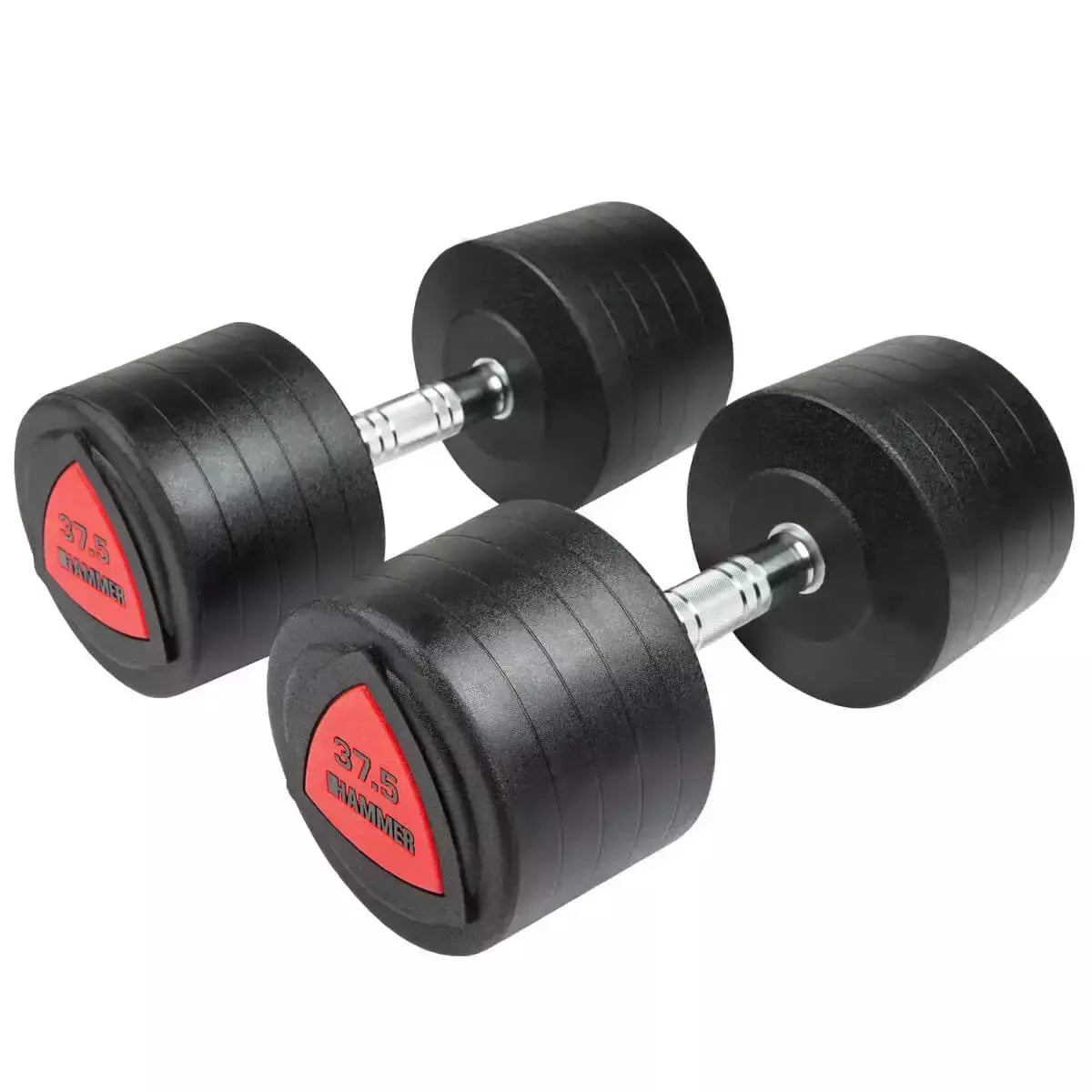 Polyurethane Dumbbell Weights Black Color - 2x 37.5 kg. Hammer line cod. 4755 