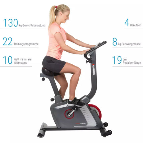 Cyclette Ergo-Motion BT con Ergometro Linea Hammer Fitness Gym Bike Bici da Camera Peso massimo utente: 130 kg cod. 4837 - TIMESPORT24