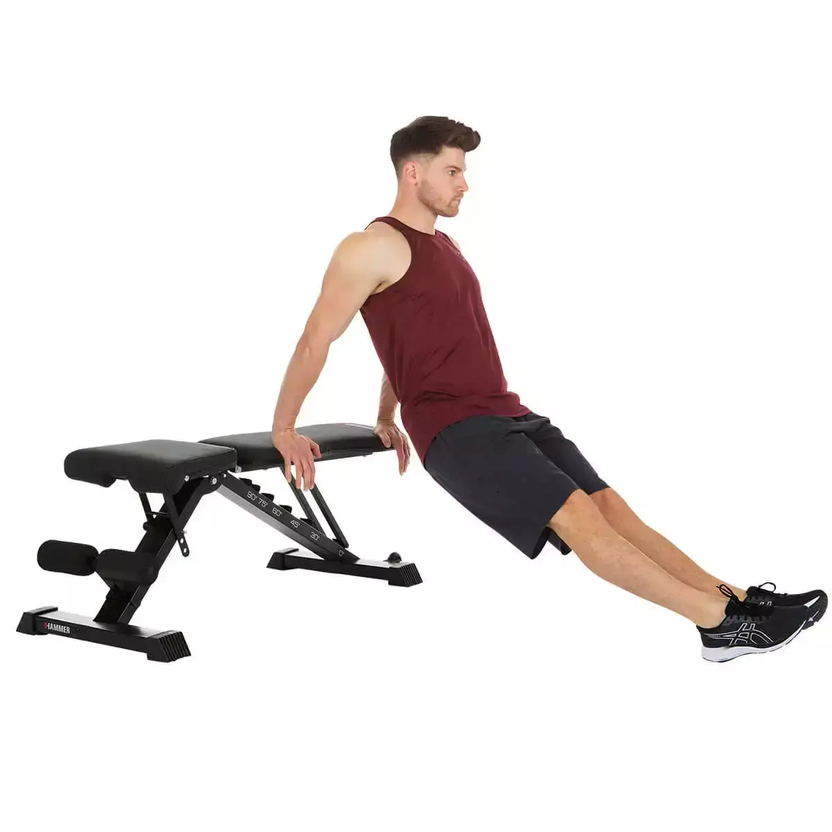 Inclinable/Reclining Flat Bench Folding Bench Force 2.0 Gym Max User Weight 200 Kg. Foldable Space-Saving Hammer Line cod. 5200 