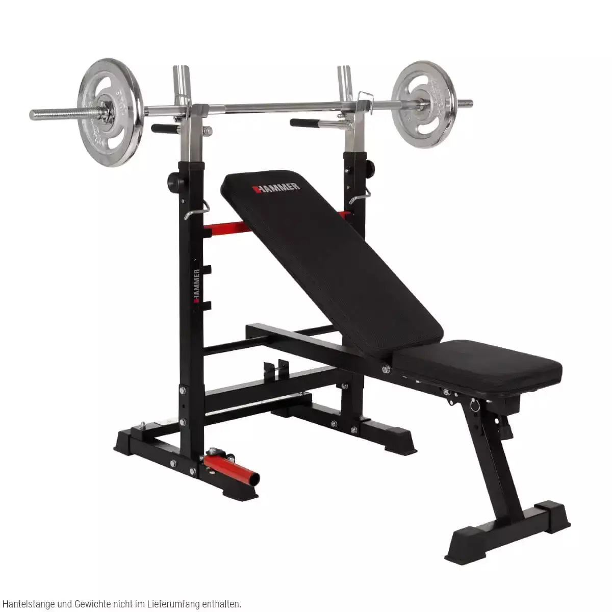 Inclinable/Reclining Flat Bench Folding Bench and Barbell Rack Force 4.0 Multifunction Gym Max User Weight 180 Kg. Foldable Space-Saving Hammer Line cod. 5202 