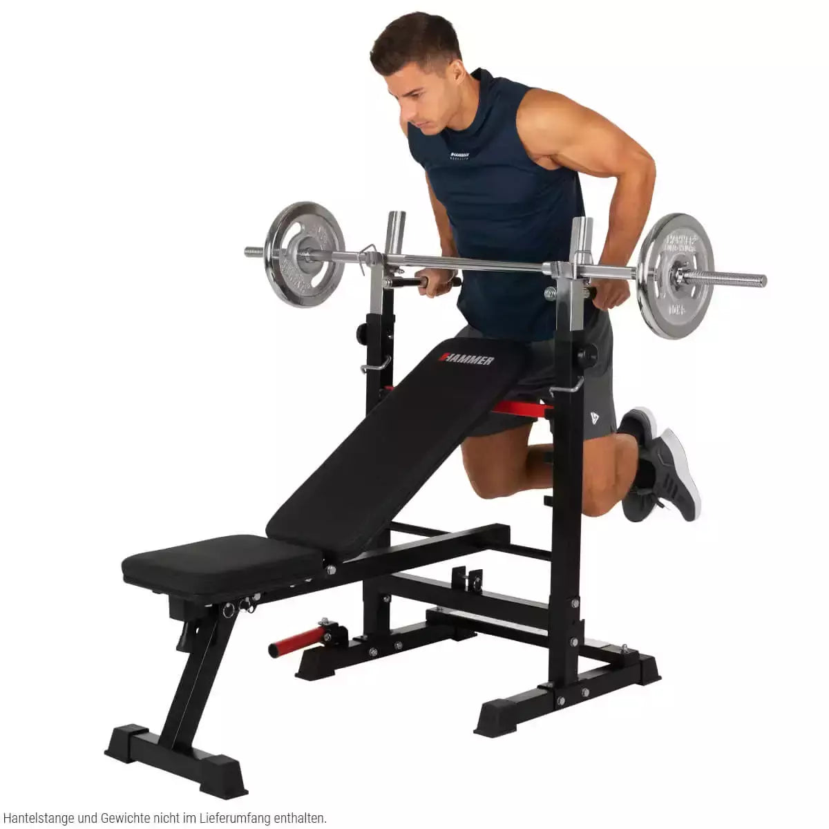 Panca Piana Inclinabile/Reclinabile Folding Bench and Barbell Rack Force 4.0 Multifunzione Palestra Peso Max Utente 180 Kg. Richiudibile Salvaspazio Linea Hammer cod. 5202