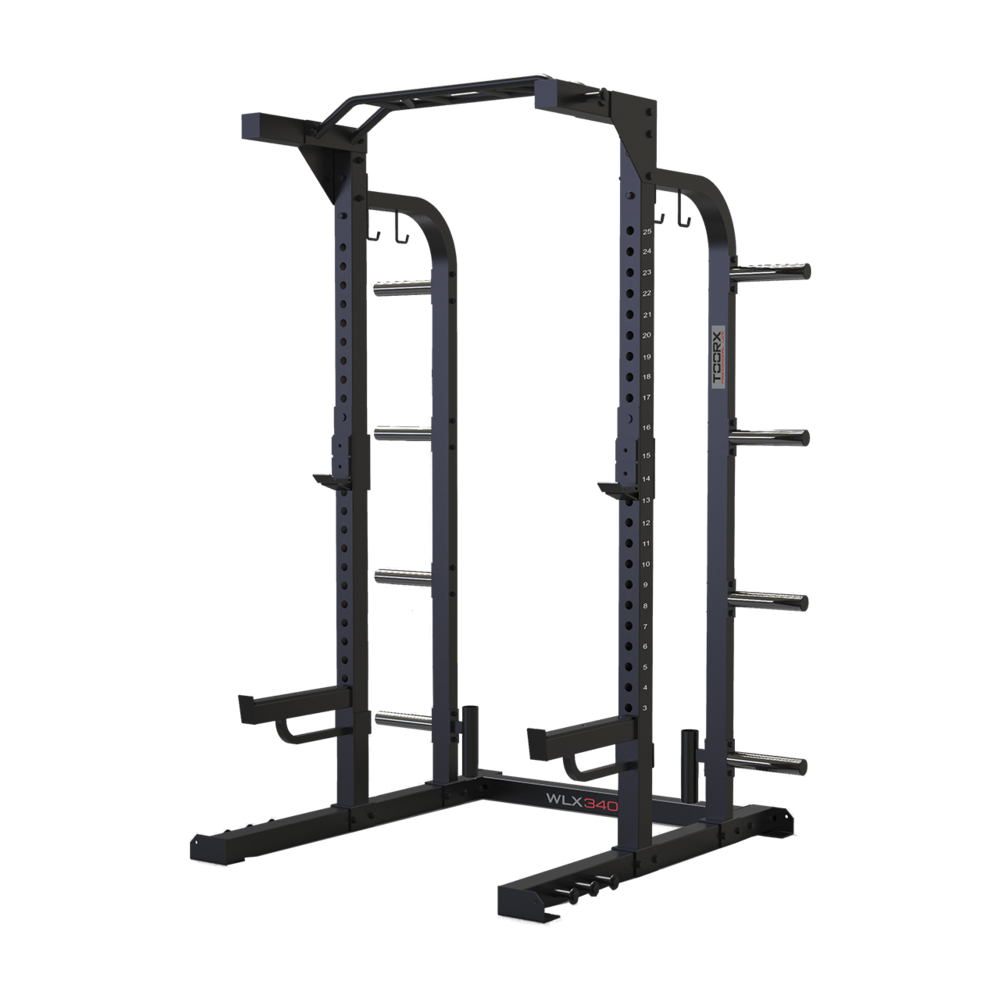 WLX-3400 Half Rack con 8 Barre in Acciaio per Elastici e Traliccio Multipresa Superiore Linea Toorx Professional - TIMESPORT24