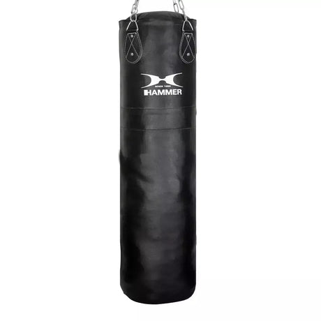 Sacco Boxe in Pelle Nero Leather Premium mis. 150x35 cm Peso 40 Kg. Linea Hammer cod. 92915 - TIMESPORT24