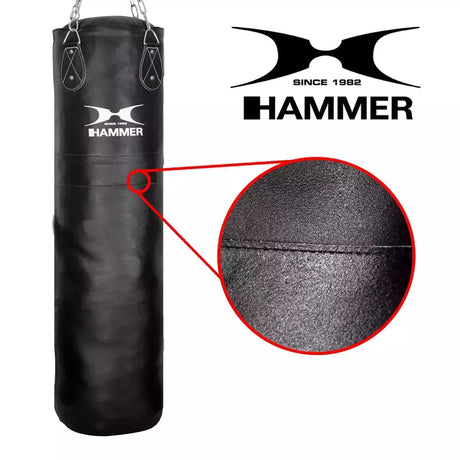 Sacco Boxe in Pelle Nero Leather Premium mis. 120x35 cm Peso 33 Kg. Linea Hammer cod. 92912 - TIMESPORT24
