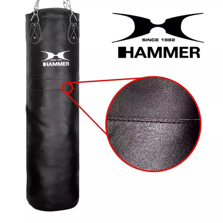 Sacco Boxe in Pelle Nero Leather Premium mis. 150x35 cm Peso 40 Kg. Linea Hammer cod. 92915 - TIMESPORT24