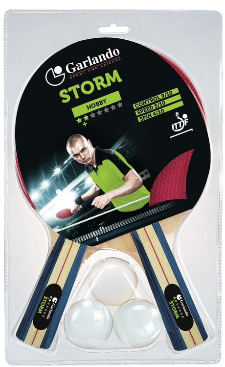 Set Da Ping Pong Storm Composto Da 2 Racchette 2 Stelle e 3 Palline 1 Stella Tennis Tavolo Garlando Approvato ITTF - TIMESPORT24