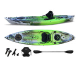 1 SINGLE PLACE CANOE ACQUAPRIMA FISHING LIMITED EDITION BIG MAMA KAYAK, SINGLE SEAT 310 CM + 3 ROD HOLDER + 2 LOCKER + 1 PADDLE + 1 SEAT (FULL PACK) - SNAKE GREEN 