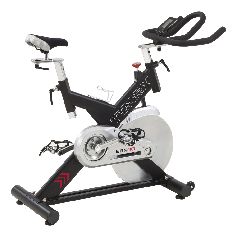 Gym Bike SRX-90 Ricevitore Wireless e Fascia Cardio Inclusa Linea Toorx Trasmissione; a cinghia Volano; peso 24 kg Peso massimo utilizzatore; 140 kg bike da spinning - TIMESPORT24