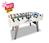 Calcio Balilla Goleador White con Aste Uscenti, Gambe Pieghevoli - Piano di Gioco in Vetro- biliardino Garlando cd. SC804752 - TIMESPORT24