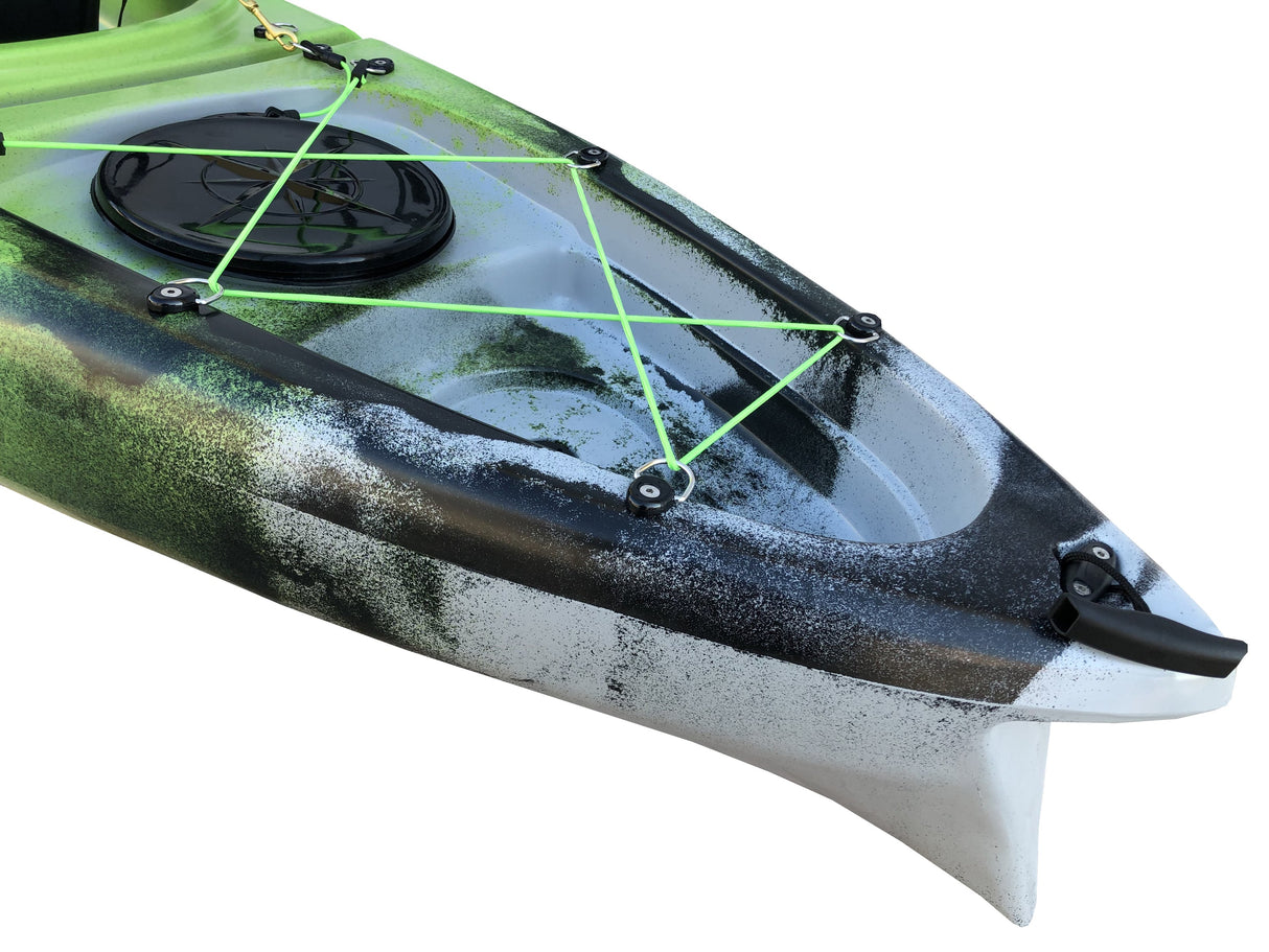 CANOA 1 POSTO SINGOLO ACQUAPRIMA FISHING LIMITED EDITION BIG MAMA KAYAK, MONOPOSTO 310 CM + 3 PORTACANNE + 2 GAVONE + 1 PAGAIA + 1 SEGGIOLINO (FULL PACK) - SNAKE GREEN