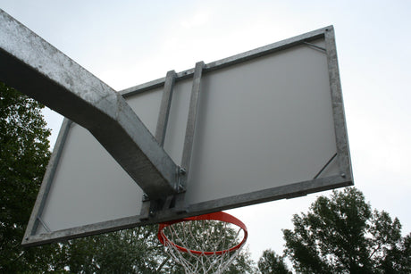 Ab1302 1 Pair Single-tube Basketball System Section. 15 x 15 cm. with sockets to be buried. Cantilever 165 cm. CERTIFIED ACCORDING TO UNI EN 1270. 