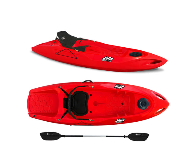 Canoa monoposto Jolly 2.0 Big Mama Kayak 260 cm + 1 gavone + 1 pagaia + seggiolino (FULL PACK) Made in Italy - ROSSO - TIMESPORT24