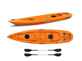 Two-seater canoe Mojito Big mama kayak - 380 cm - 2 adult seats + 1 child seat + 2 lockers + 2 integrated wheels + 2 free paddles - ORANGE 