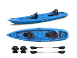 Two-seater kayak Mojito Big mama kayak - canoe 380 cm - 2 adult seats + 1 child seat + 2 lockers + 2 integrated wheels + 2 paddles + 2 seats - BLUE 