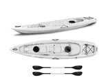 Two-seater canoe Mojito Big mama kayak - 380 cm - 2 adult seats + 1 child seat + 2 lockers + 2 integrated wheels + 2 free paddles - WHITE 