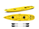 Canoa biposto Mojito Big mama kayak - 380 cm - 2 posti adulto + 1 posto bambino + 2 gavoni + 2 ruote integrate + 2 pagaie omaggio - GIALLO