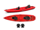 Two-seater canoe Mojito Big mama kayak - 380 cm kayak - 2 adult seats + 1 child seat + 2 lockers + 2 integrated wheels + 2 seats - RED 