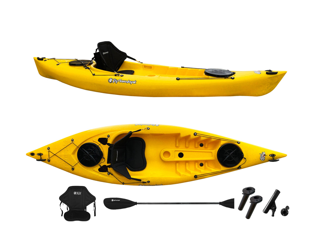 Canoa 1 posto Privat 2.0 Fishing Big Mama Kayak monoposto da pesca 295 cm + 2 gavoni + 3 portacanne + 1 pagaia + 1 seggiolino(FULL PACK) - GIALLO