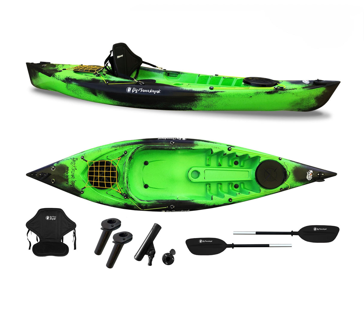 Single-seater kayak Privat 2.0 Fishing Limited edition Big Mama Kayak fishing canoe 295 cm + 3 rod holders + 2 lockers + 1 paddle + seat (FULL PACK) - GREEN 