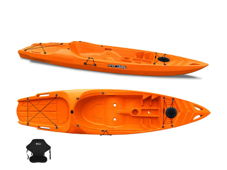 Canoa 1 posto singolo Skippy 2.0 Expedition Big mama kayak - Kayak 305 cm con 1 posto adulto + 1 posto bambino + seggiolino (PACK 2) - ARANCIONE - TIMESPORT24
