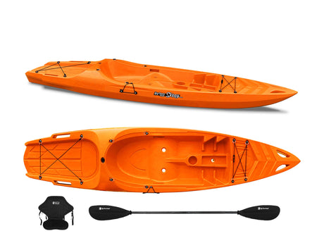 Canoa 1 posto singolo Skippy 2.0 Big mama kayak - Kayak 305 cm con 1 posto adulto + 1 posto bambino + pagaia + seggiolino (FULL PACK) - ARANCIONE - TIMESPORT24