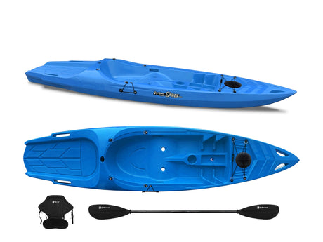 Canoa monoposto Skippy 2.0 Expedition Big Mama Kayal - Kayak 305 cm con 1 posto adulto + 1 bambino + pagaia + seggiolino (FULL PACK) - AZZURRO - TIMESPORT24