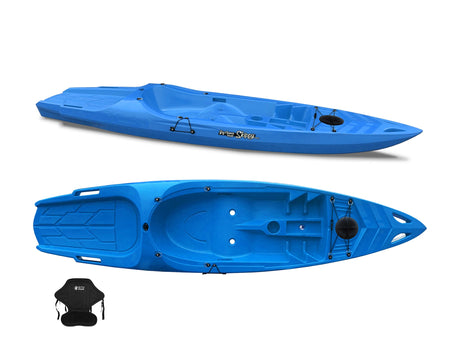 Canoa 1 posto singolo Skippy 2.0 Expedition Big mama kayak - Kayak 305 cm con 1 posto adulto + 1 posto bambino + seggiolino (PACK 2) - AZZURRO - TIMESPORT24