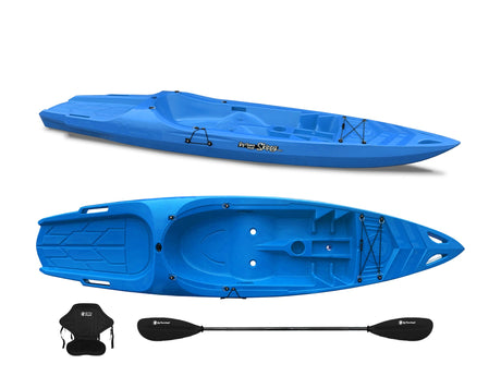 Canoa 1 posto singolo Skippy 2.0 Big mama kayak - Kayak 305 cm con 1 posto adulto + 1 posto bambino + pagaia + seggiolino (FULL PACK) - AZZURRO - TIMESPORT24