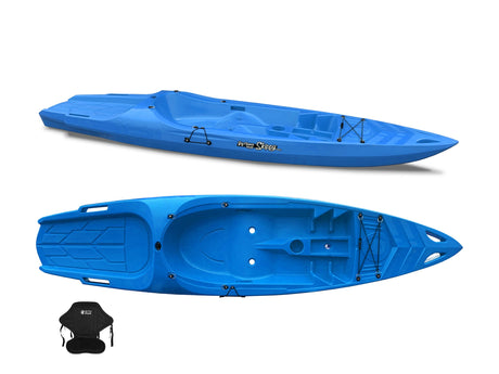Canoa monoposto Skippy 2.0 Big mama kayak - Kayak 305 cm con 1 posto adulto + 1 posto bambino + seggiolino (PACK 2) - AZZURRO - TIMESPORT24