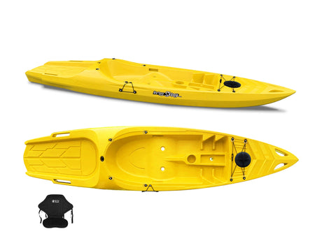Canoa 1 posto singolo Skippy 2.0 Expedition Big mama kayak - Kayak 305 cm con 1 posto adulto + 1 posto bambino + seggiolino (PACK 2) - GIALLO - TIMESPORT24