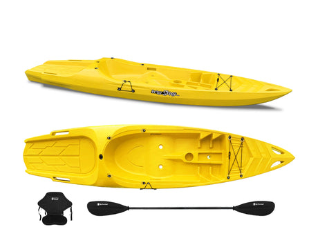 Canoa 1 posto singolo Skippy 2.0 Big mama kayak - Kayak 305 cm con 1 posto adulto + 1 posto bambino + pagaia + seggiolino (FULL PACK) - GIALLO - TIMESPORT24