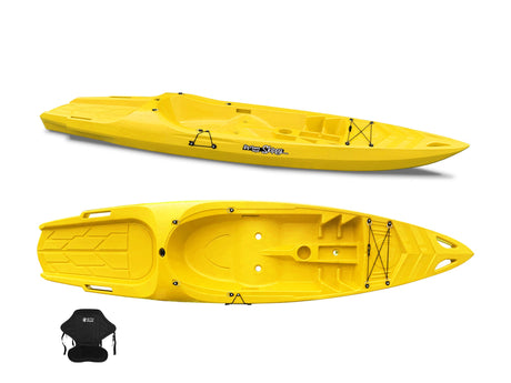 Canoa monoposto Skippy 2.0 Big mama kayak - Kayak 305 cm con 1 posto adulto + 1 posto bambino + seggiolino (PACK 2) - GIALLO - TIMESPORT24