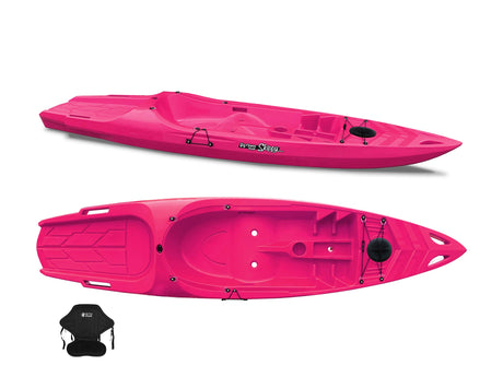 Canoa 1 posto singolo Skippy 2.0 Expedition Big mama kayak - Kayak 305 cm con 1 posto adulto + 1 posto bambino + seggiolino (PACK 2) - ROSA - TIMESPORT24