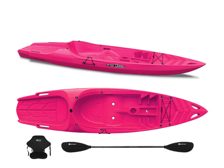 Canoa 1 posto singolo Skippy 2.0 Big mama kayak - Kayak 305 cm con 1 posto adulto + 1 posto bambino + pagaia + seggiolino (FULL PACK) - ROSA - TIMESPORT24