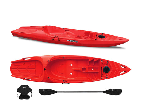 Canoa monoposto Skippy 2.0 Expedition Big Mama Kayal - Kayak 305 cm con 1 posto adulto + 1 bambino + pagaia + seggiolino (FULL PACK) - ROSSO - TIMESPORT24