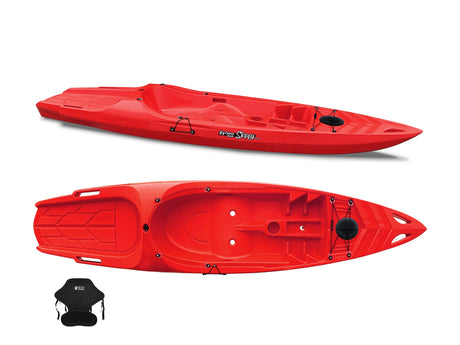 Canoa 1 posto singolo Skippy 2.0 Expedition Big mama kayak - Kayak 305 cm con 1 posto adulto + 1 posto bambino + seggiolino (PACK 2) - ROSSO - TIMESPORT24