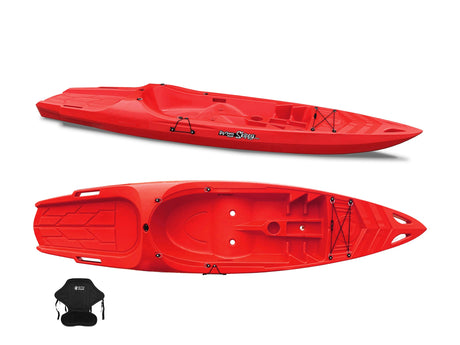 Canoa monoposto Skippy 2.0 Big mama kayak - Kayak 305 cm con 1 posto adulto + 1 posto bambino + seggiolino (PACK 2) - ROSSO - TIMESPORT24