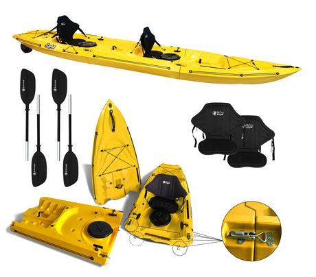 kayak componibile Split 2 Big Mama kayak, canoa biposto modulare, si monta in 30 secondi ( verde) - TIMESPORT24