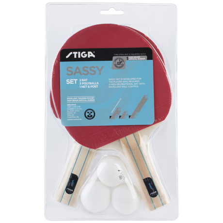Set Da Ping Pong Sassy composto da 2 racchette + 3 palline + Rete e Tendirete Tennis Tavolo Stiga cd.2C4-544 - TIMESPORT24