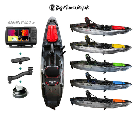 BIG MAMA KAYAK A PEDALI TRIKEN 330 GARMIN STRIKER VIVID 7CV ECOSCANDAGLIO + TRASDUTTORE + kit braccetto display - TIMESPORT24