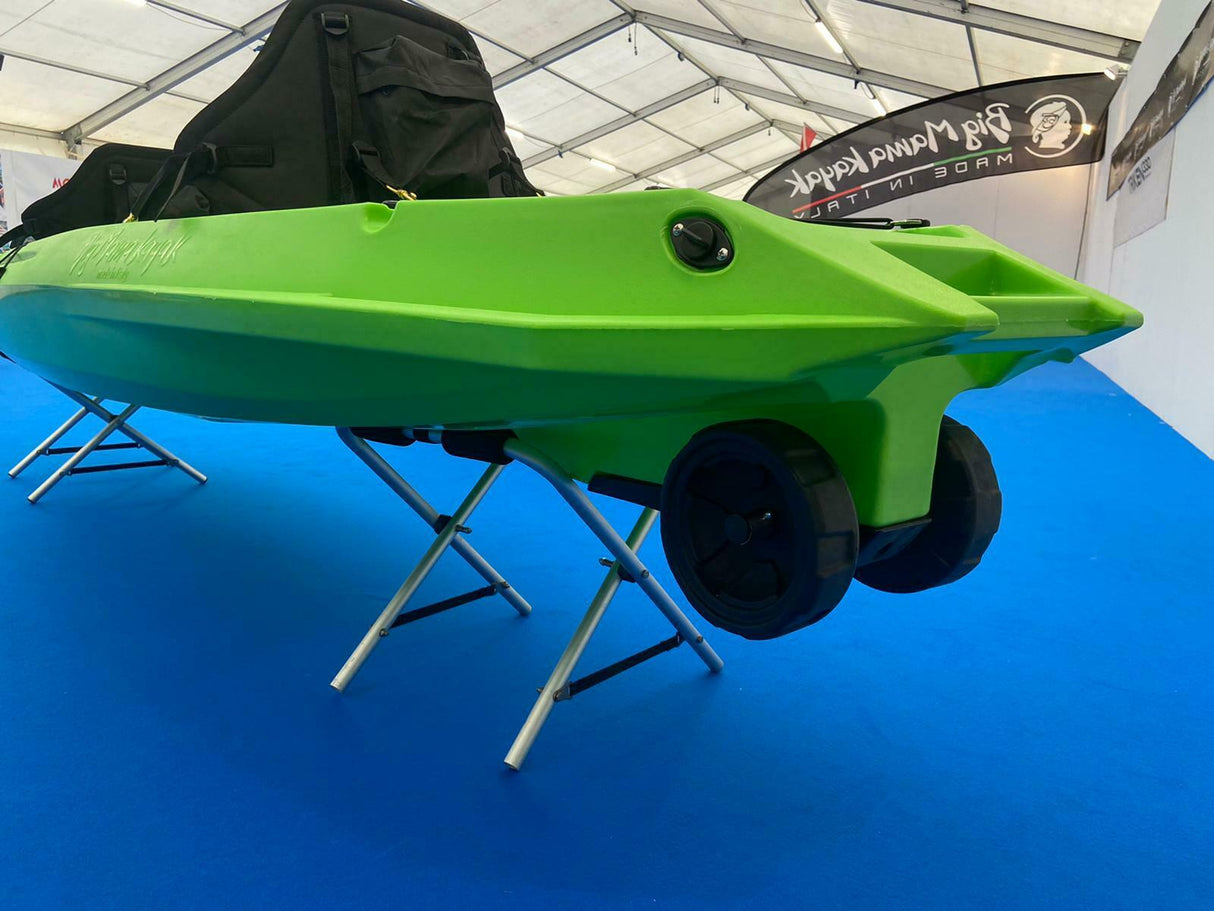 MOJITO FISHING BIG MAMA KAYAK CANOE 2 + 1 seats, 380 cm + 2 paddles + 2 seats + 2 lockers + 2 integrated wheels + 4 rod holders (FULL PACK) 