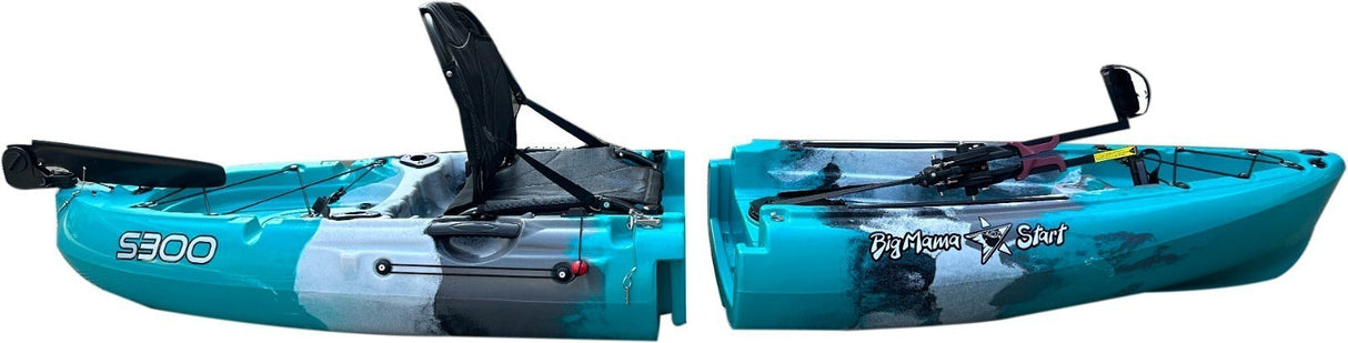 Kayak divisibile a pedali con pinne BIG MAMA START S300 colore Olive