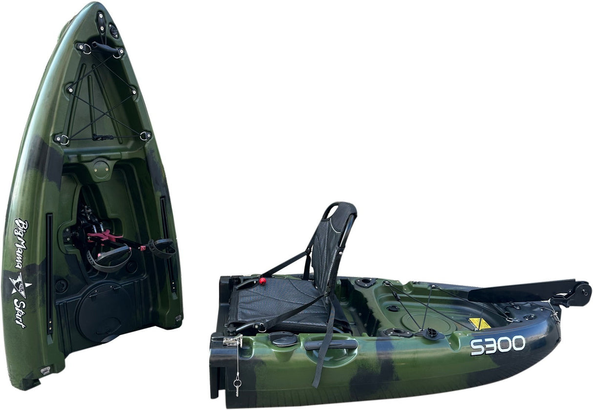 Kayak divisibile a pedali con pinne BIG MAMA START S300 colore Army - TIMESPORT24