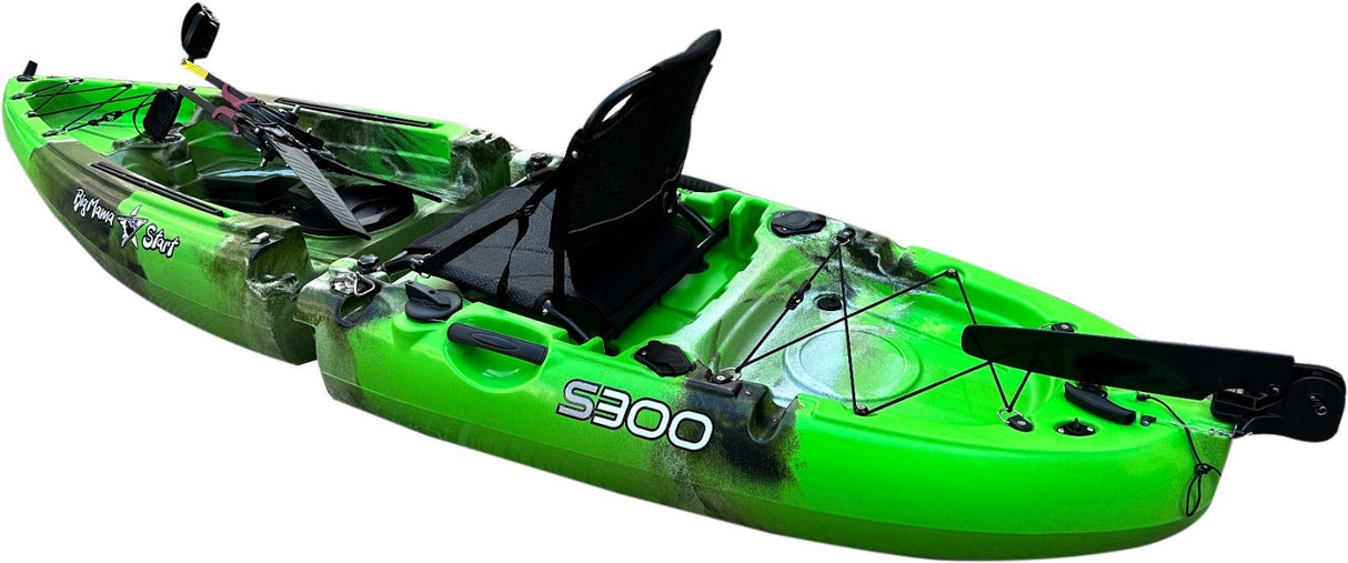 Kayak divisibile a pedali con pinne BIG MAMA START S300 colore Olive - TIMESPORT24