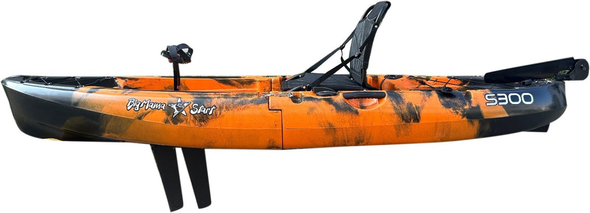 PEDAL KAYAK DIVIDEABLE INTO 2 WITH BIG MAMA START S300 FINS color ORANGE 